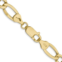 10K Yellow Gold 7.3mm Semi-Solid Figaro Chain Necklace - 24"