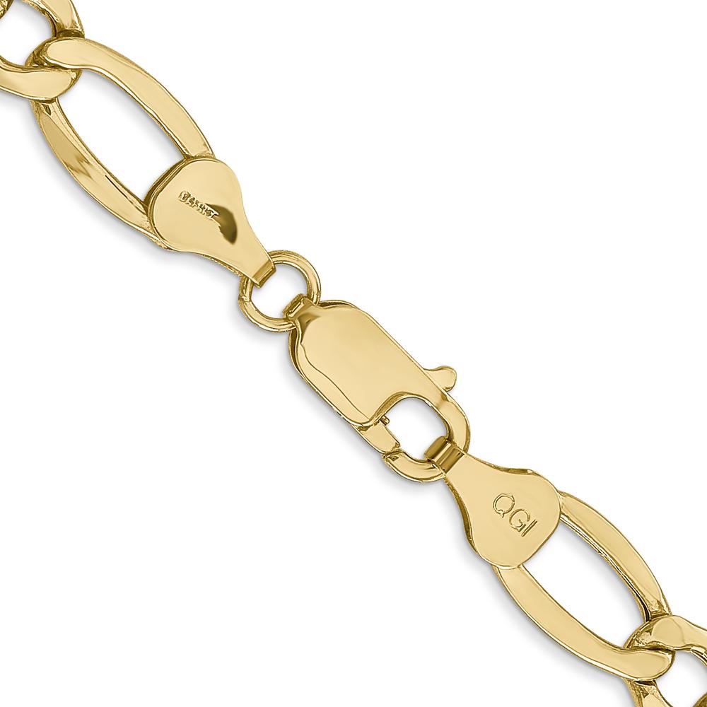 10K Yellow Gold 7.3mm Semi-Solid Figaro Chain Necklace - 24"
