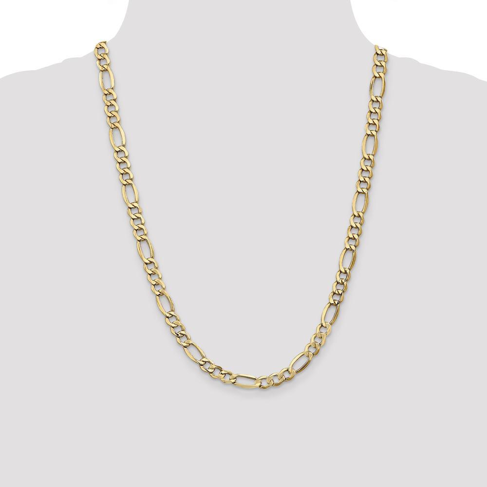 10K Yellow Gold 7.3mm Semi-Solid Figaro Chain Necklace - 24"