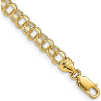 10K Yellow Gold 7" 4.75mm Solid Double Link Charm Bracelet with Lobster Claw Clasp