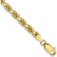 10K Yellow Gold 7" 4mm Diamond-Cut Quadruple Rope Chain Bracelet with Lobster Clasp