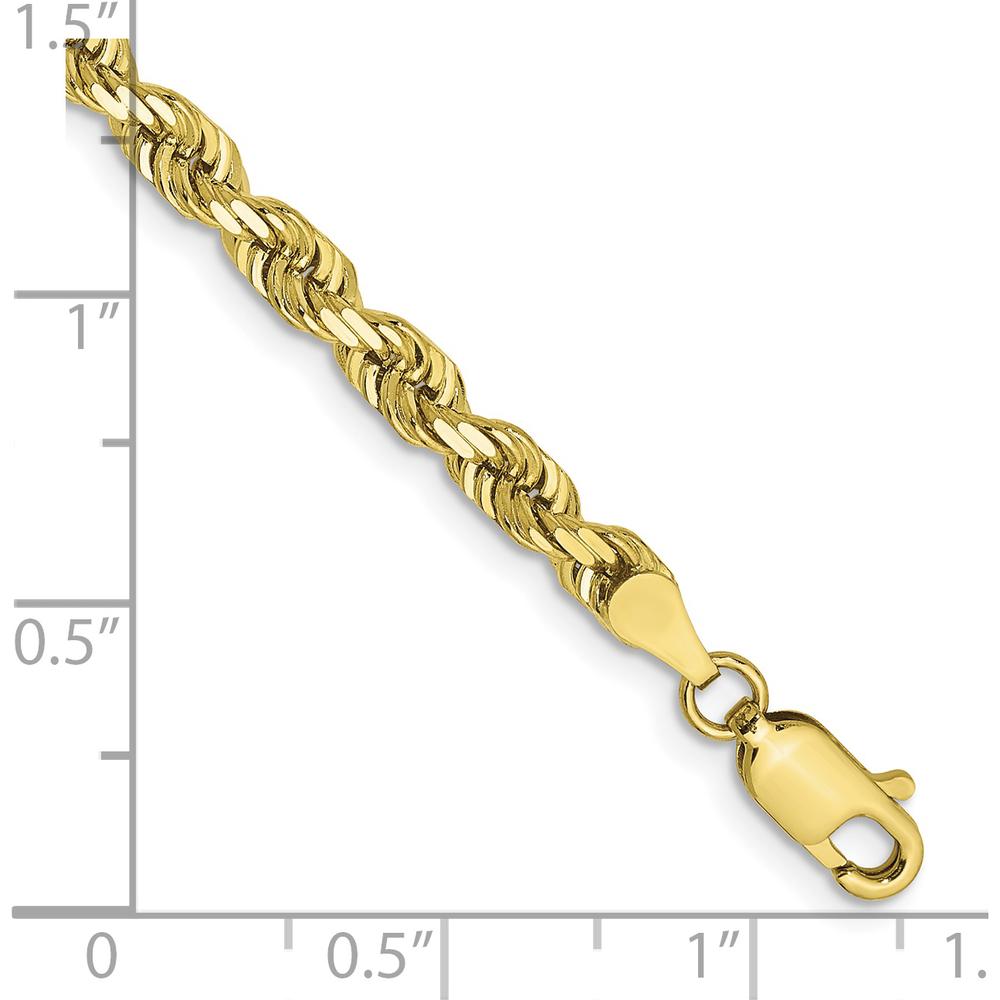 10K Yellow Gold 7" 4mm Diamond-Cut Quadruple Rope Chain Bracelet with Lobster Clasp