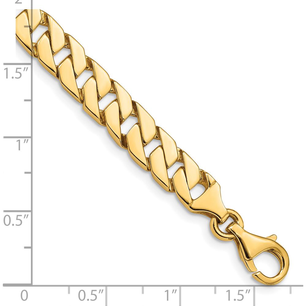 10K Yellow Gold 7.4mm Hand-Polished Fancy Link Chain Bracelet - 7"