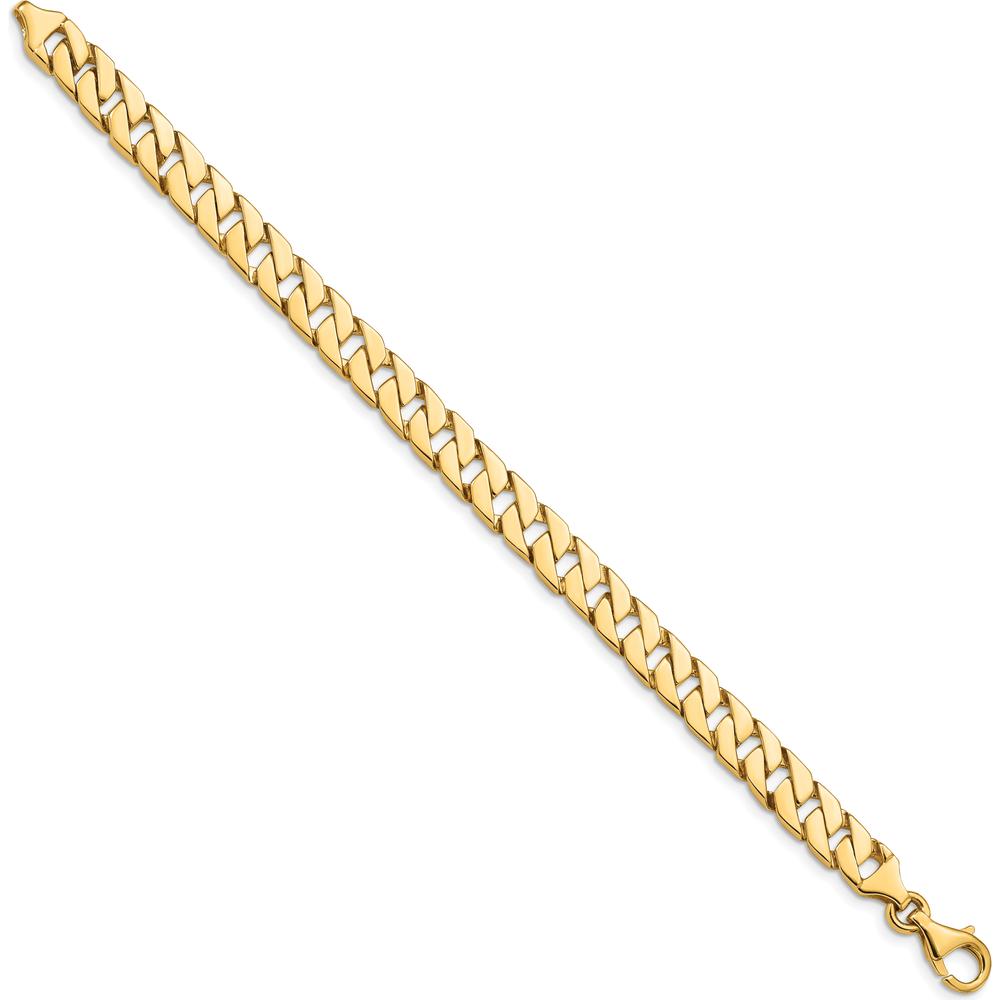 10K Yellow Gold 7.4mm Hand-Polished Fancy Link Chain Bracelet - 7"