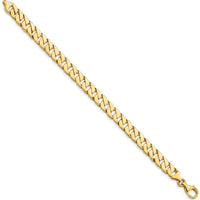 10K Yellow Gold 7.4mm Hand-Polished Fancy Link Chain Bracelet - 8"