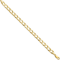 10K Yellow Gold 7.4mm Satin & Diamond-Cut Fancy Link Bracelet - 8"