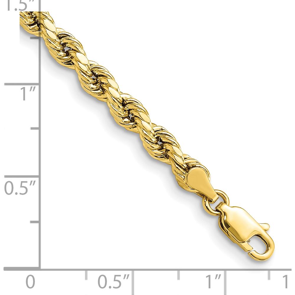 10K Yellow Gold 7" 4mm Semi-Solid Diamond-Cut Rope Bracelet