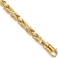 10K Yellow Gold 7.5" Hand-Polished Byzantine Link Bracelet - 4.1mm Width