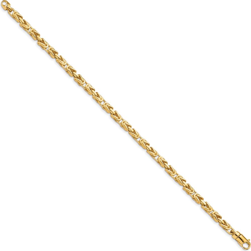 10K Yellow Gold 7.5" Hand-Polished Byzantine Link Bracelet - 4.1mm Width