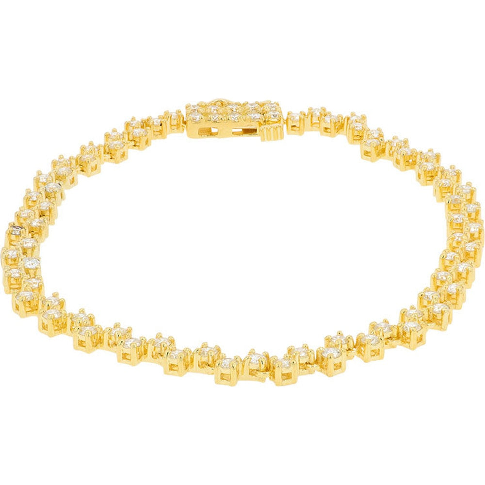 10K Yellow Gold 7.5 Inch Tennis Bracelet with 2.00 Carat Total Weight Round Diamonds in Four-Prong Settings