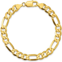 10K Yellow Gold 7.5mm Concave Open Figaro Chain Anklet - Lightweight, Polished Finish