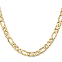 10K Yellow Gold 7.5mm Flat Figaro Chain Necklace - 20"