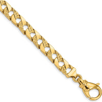 10K Yellow Gold 7.5mm Hand Polished Fancy Link Bracelet - 9"