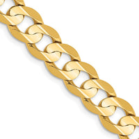 10K Yellow Gold 7.5mm Open Concave Curb Chain Necklace - 22"
