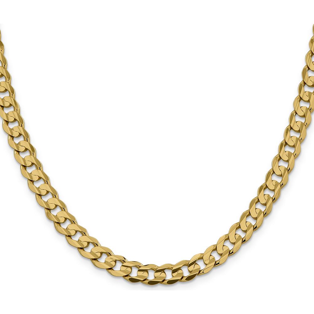 10K Yellow Gold 7.5mm Open Concave Curb Chain Necklace - 22"