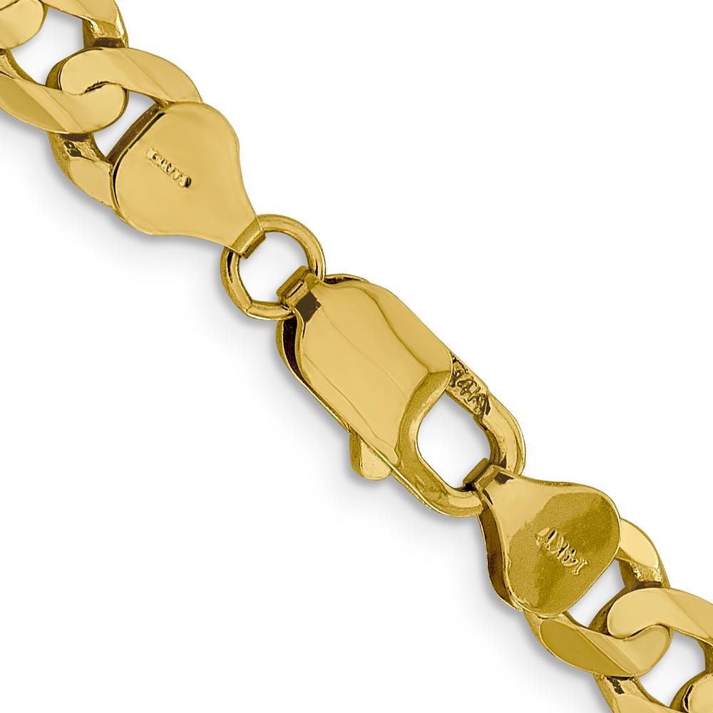 10K Yellow Gold 7.5mm Open Concave Curb Chain Necklace - 22"