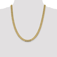 10K Yellow Gold 7.5mm Open Concave Curb Chain Necklace - 22"
