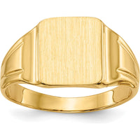 10K Yellow Gold 7.5x9mm Signet Ring with Polished & Brushed Finish
