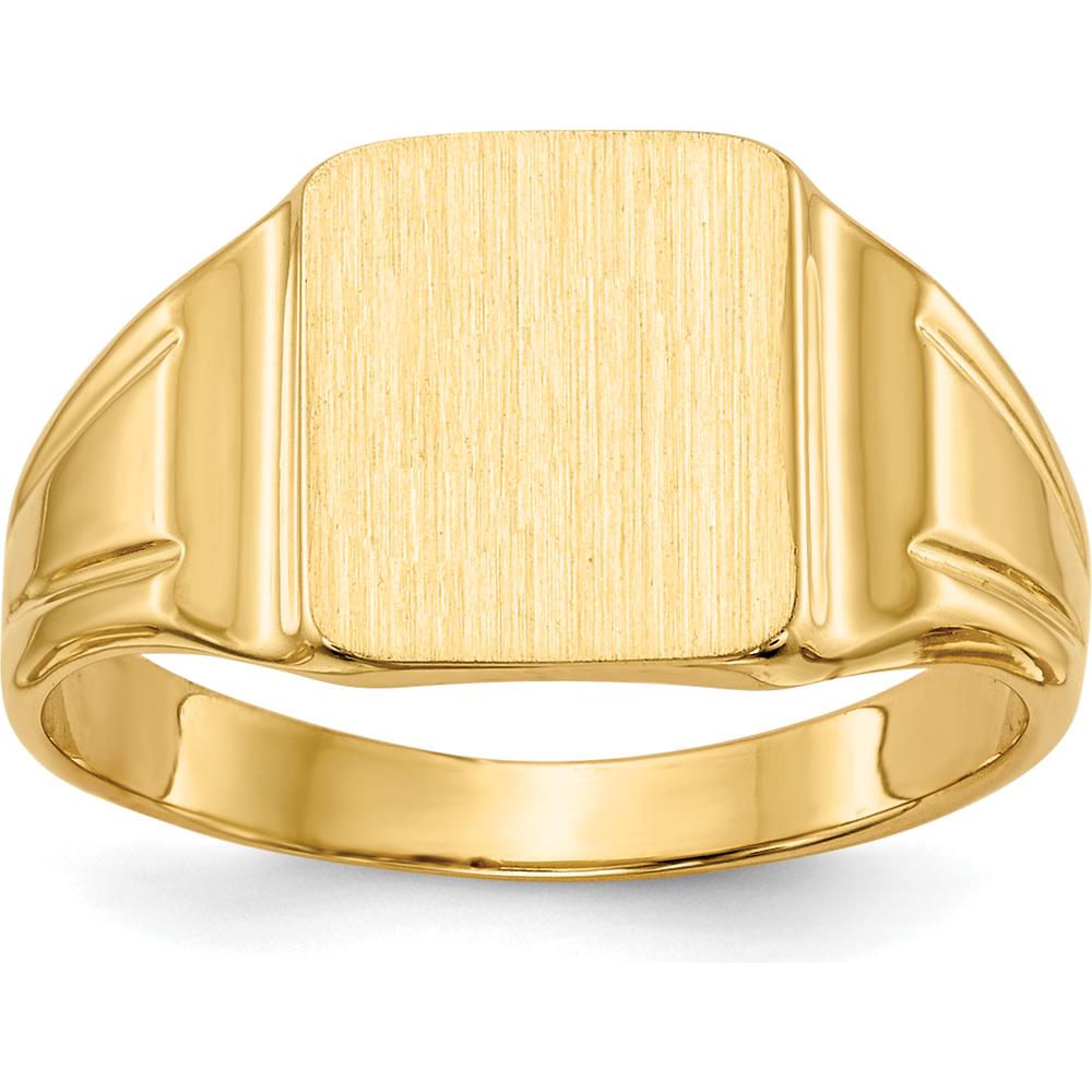 10K Yellow Gold 7.5x9mm Signet Ring with Polished & Brushed Finish