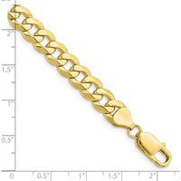 10K Yellow Gold 7.75mm Flat Beveled Curb Chain Bracelet - 8"