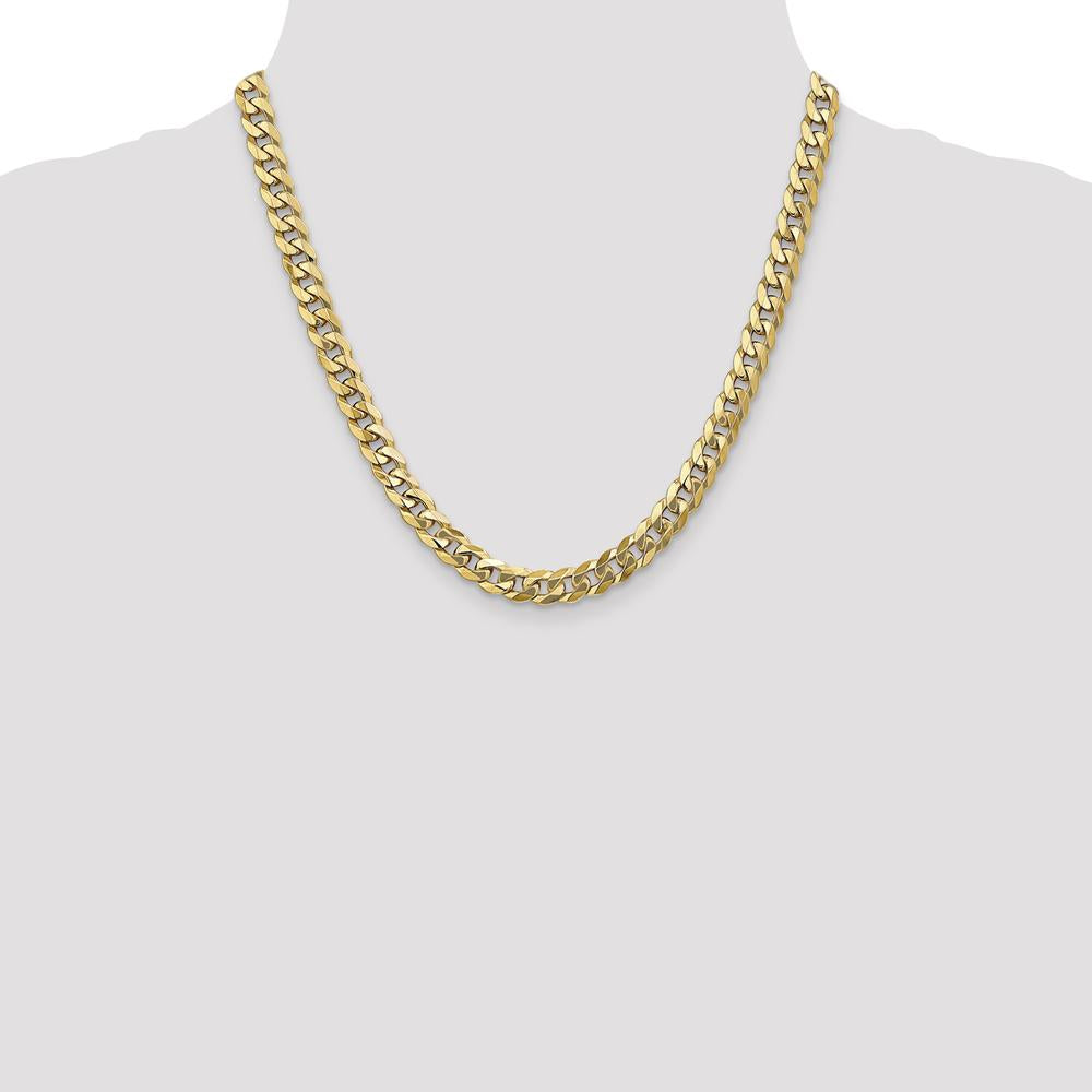10K Yellow Gold 7.75mm Flat Beveled Curb Chain Necklace - 20"