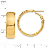 10K Yellow Gold 7.75mm Polished Omega Back Hoop Earrings