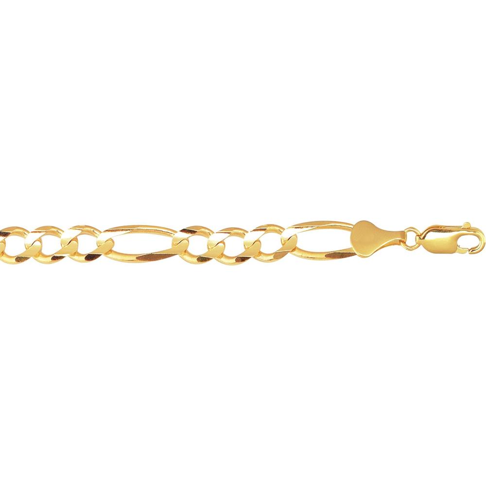10K Yellow Gold 7.9mm Figaro Chain Necklace with Diamond Cut Finish - 24" by Orozza Fine Jewelry