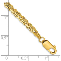10K Yellow Gold 7" Byzantine Chain Bracelet - 2.5mm Width