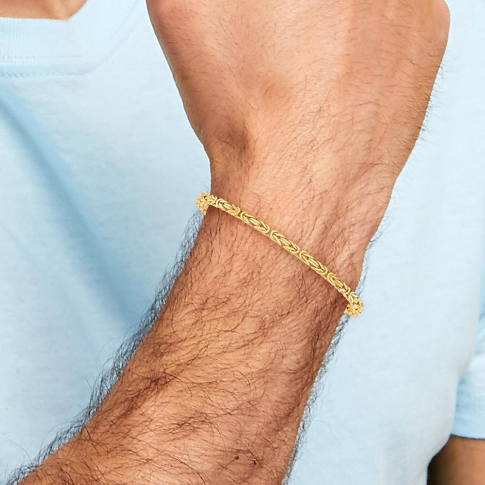 10K Yellow Gold 7" Byzantine Chain Bracelet - 2.5mm Width