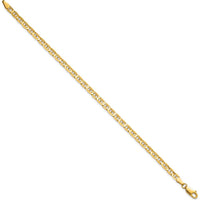 10K Yellow Gold 7" Concave Anchor Chain Bracelet - 3.75mm Width