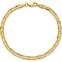 10K Yellow Gold 7" Concave Anchor Chain Bracelet - 3.75mm Width