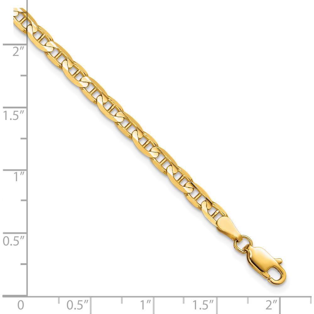 10K Yellow Gold 7" Concave Anchor Chain Bracelet - 3.75mm Width