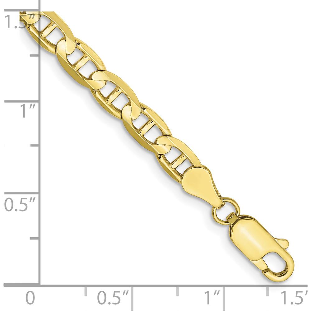 10K Yellow Gold 7" Concave Anchor Chain Bracelet - 4.5mm Width
