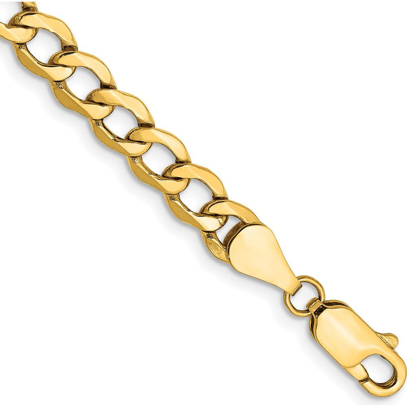 10K Yellow Gold 7" Curb Link Chain Bracelet - 5.25mm Width