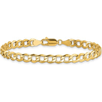 10K Yellow Gold 7" Curb Link Chain Bracelet - 5.25mm Width