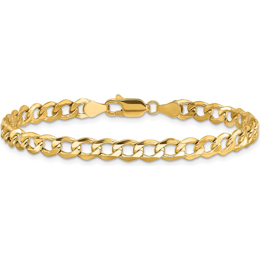 10K Yellow Gold 7" Curb Link Chain Bracelet - 5.25mm Width