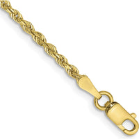 10K Yellow Gold 7" Diamond-Cut Rope Chain Bracelet - 2mm Width