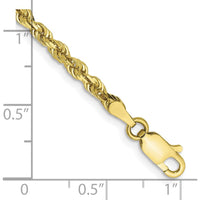 10K Yellow Gold 7" Diamond-Cut Rope Chain Bracelet - 3mm Width