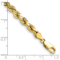 10K Yellow Gold 7" Diamond-Cut Rope Chain Bracelet - 4.9mm Width