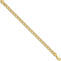 10K Yellow Gold 7" Double Link Charm Bracelet - Solid 5.5mm Links