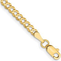 10K Yellow Gold 7" Flat Cuban Chain Bracelet - 3.1mm Wide