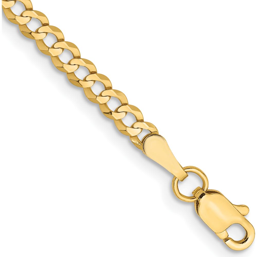 10K Yellow Gold 7" Flat Cuban Chain Bracelet - 3.1mm Wide