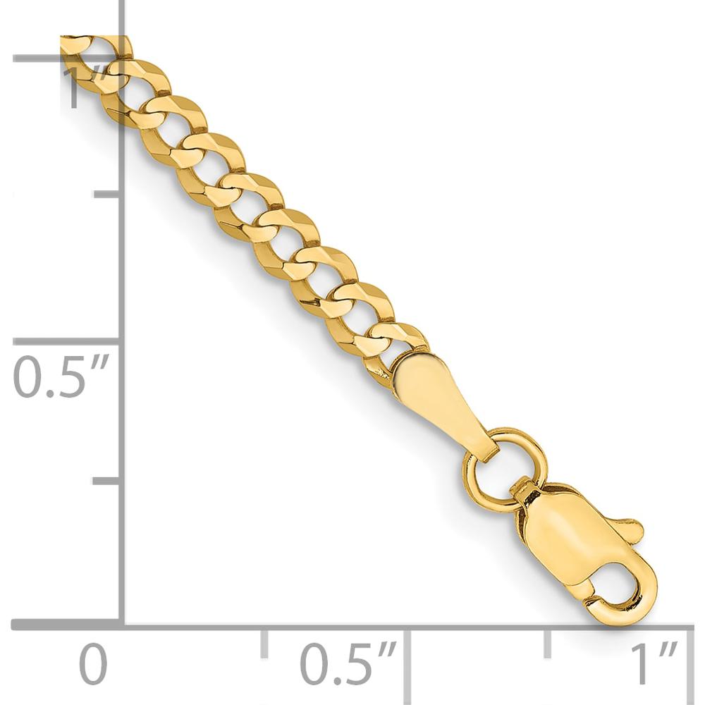 10K Yellow Gold 7" Flat Cuban Chain Bracelet - 3.1mm Wide