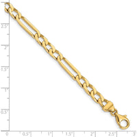 10K Yellow Gold 7" Hand-Polished Figaro Link Bracelet - 5mm Links