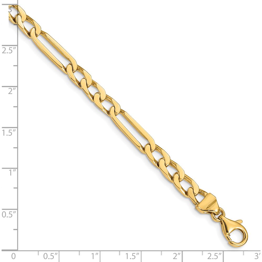 10K Yellow Gold 7" Hand-Polished Figaro Link Bracelet - 5mm Links