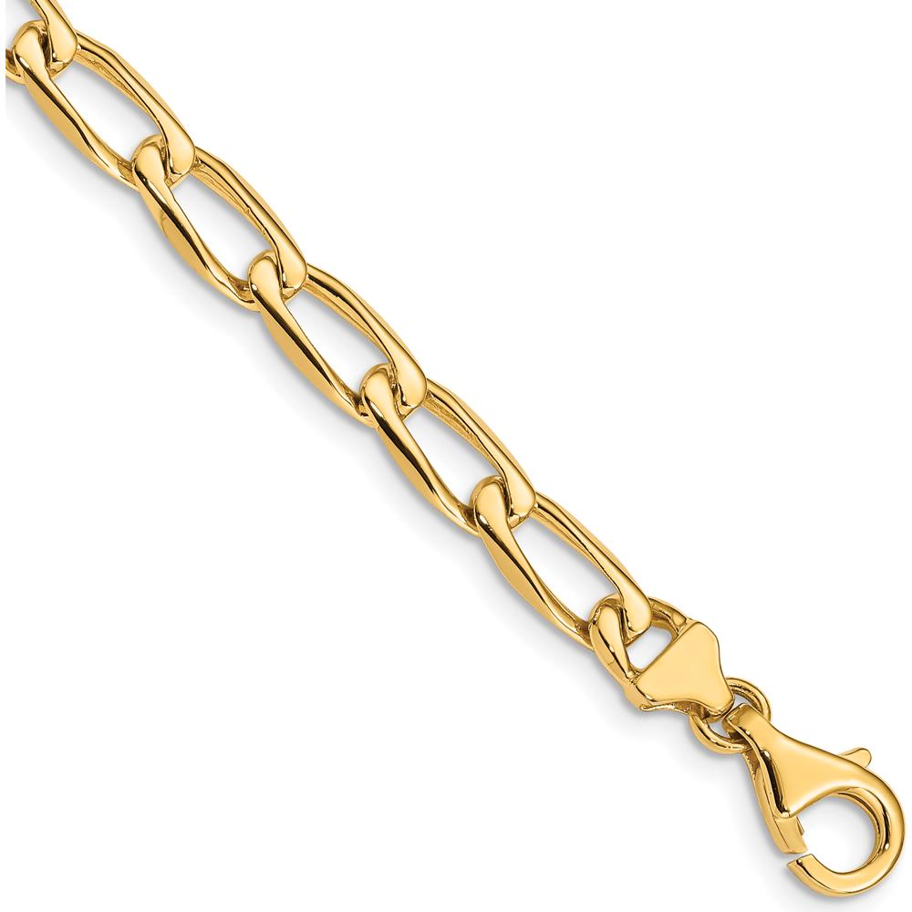 10K Yellow Gold 7" Hand-Polished Open Link Bracelet - 5.9mm Width