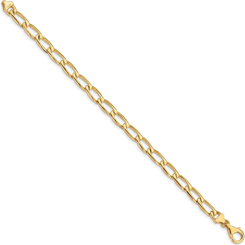 10K Yellow Gold 7" Hand-Polished Open Link Bracelet - 5.9mm Width