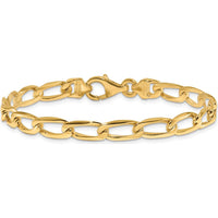 10K Yellow Gold 7" Hand-Polished Open Link Bracelet - 5.9mm Width