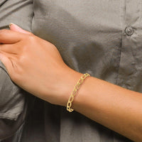 10K Yellow Gold 7" Hand-Polished Open Link Bracelet - 5.9mm Width