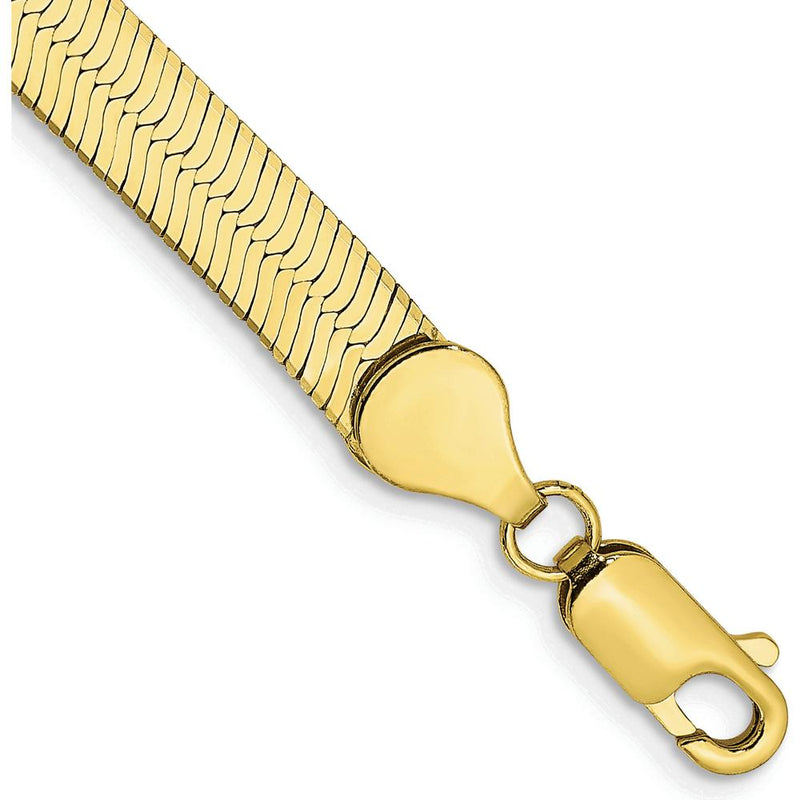 10K Yellow Gold 7" Herringbone Chain Bracelet with Polished Finish - 5.5mm Width